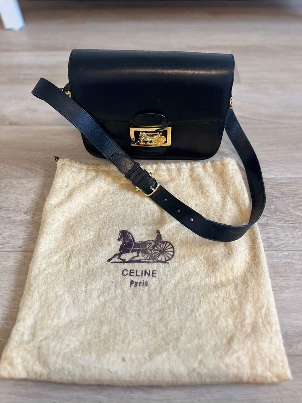 Celine Vintage Horse Carriage Box Bag AUTHENTIC